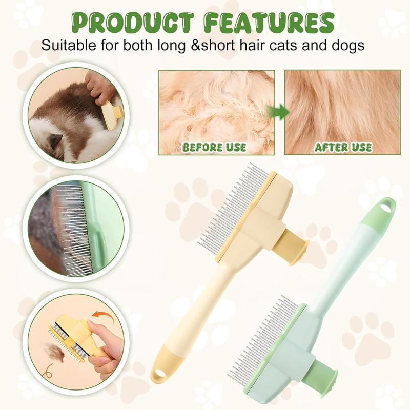 HappyPawly™ 2-pack pet hair removal comb and flea comb with release button